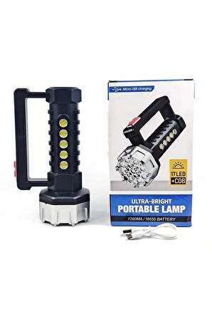 Suya Dayanıklı El Feneri - Şarjlı ve Taşınabilir 1200mAh Micro USB Model