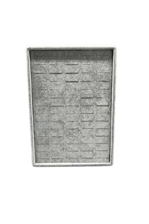 Yerli Üretim Küçük Boy Süet Kumaş Gri Renk 24/17,5 cm Ayaklı Batırmalı Yüzük Küpe Tablası