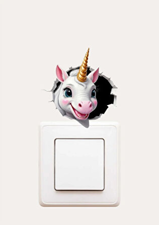 Duvardan Çıkan Unicorn Priz Sticker