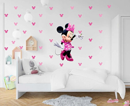 Minnie Mouse Çocuk Bebek Odası Duvar Kağıdı Aksesuarları Süsü Sticker