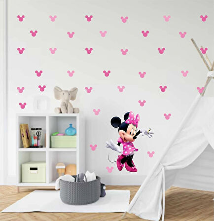 Minnie Mouse Çocuk Bebek Odası Duvar Kağıdı Aksesuarları Süsü Sticker