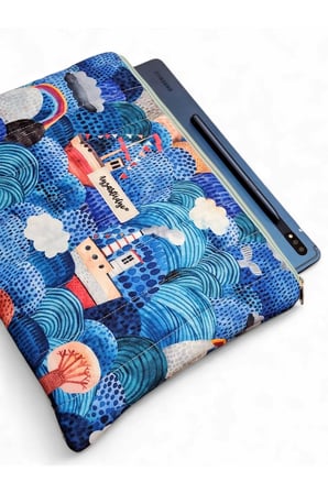 Denizde Gemi Desenli Tablet Çantası, 10-12 Inç Uyumlu Pofuduk Ipad Çantası