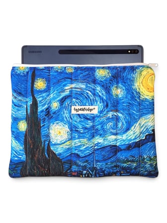 Yıldızlı Gece Starry Night Van Gogh Tablet Çantası, 10-12 Inç Uyumlu Pofuduk Ipad Çantası