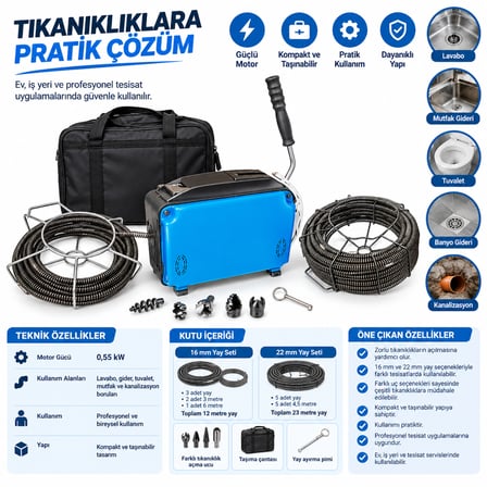 B-750 Kanal Açma Makinesi Full Set 16+22