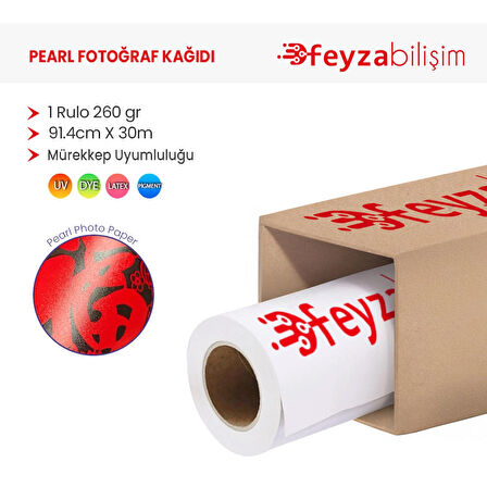 Feyza Bilişim® Microporous (Satin) Yarı Mat Fotoğraf Kağıdı Waterprof 260gr 91.4cm x30mt (1 Rulo)