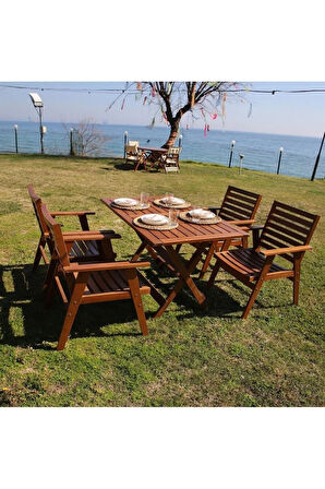 Heybeli Ahşap Bahçe Balkon Sandalyesi Minderli