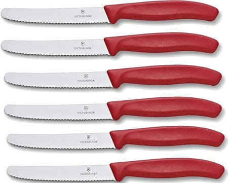 Victorinox 6 adet ekmek bıçağı, tereyağı bıçağı, Swiss Classic, polipropilen paslanmaz çelik, Kırmızı, tek beden