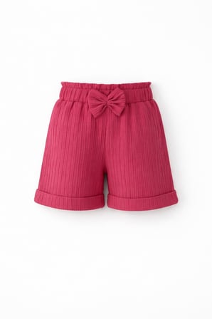 Kız Çocuk Bermuda Şort Beli Lastikli Duble Paça