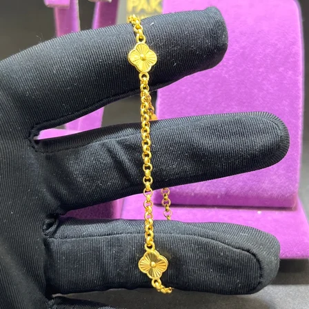 22 Ayar Altın Bileklik Paksoy Kuyumculuk Yonca Sıralı Özel Tasarım 4.67gr Kadın Hediye