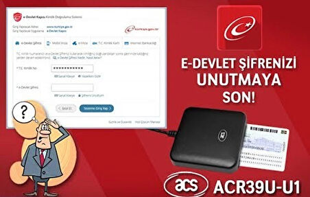 E-devlete giriş, TC Kimlik okuyucu, ACS ACR39U U1 Temaslı Akıllı Smart Kart Okuyucu Kodlayıcı.