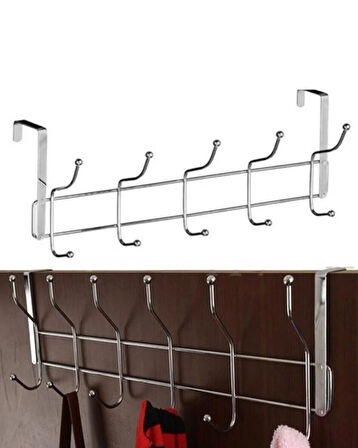 Krom Kapı Arkası Askısı 12 Kanca Çelik Amerikan Kapı Askılığı