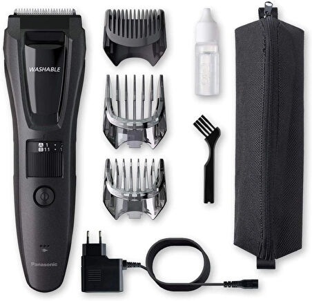 Panasonic ER-GB62-H503 erkekler için sakal, saç ve vücut kesme makinesi, taşınabilir, kablosuz, su geçirmez düzeltici, 39 uzunluk ayarı, 3 başlık, kablosuz ve kablolu çalışma, mat gri