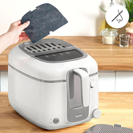 Tefal Fr3100 Super Uno Access Fritöz, Koku Filtresi, Çıkarılabilir Kap, Beyaz Gri, 2,2 Litre