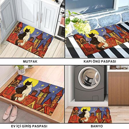 Monnhein Kedi Köpek Komik Tasarımlı Dekoratif Kapı önü Paspas, Dış Mekan/Ev İçi/Banyo/Mutfak/Yatak Odası/Giriş Paspasları