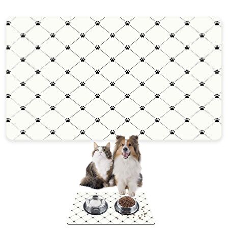 Monnhein Mama ve Su Evcil Hayvan Beslenme Matı, Kolay Temizlenen Emici Su Geçirmez Kumaş, Küçük Orta Boy ve Büyük Kedi ve Köpekler için Dayanıklı Köpek Kedi Paspas (40x60, Mini Pati)