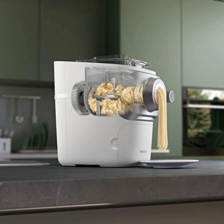 Philips 7000 serisi makarna makinesi, ProExtrude teknolojisi, tam otomatik, mükemmel karıştırma teknolojisi, 6 kalıp diski, beyaz (HR2660/00)
