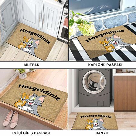 Monnhein Kedi Köpek Komik Tasarımlı Dekoratif Kapı önü Paspas, Dış Mekan/Ev İçi/Banyo/Mutfak/Yatak Odası/Giriş Paspasları