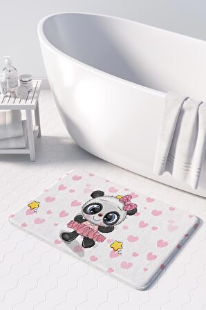 Sevimli Tasarımlı Mikrofiber Banyo Paspası, Kaymaz Taban, Makinede Yıkanabilir (50x80)