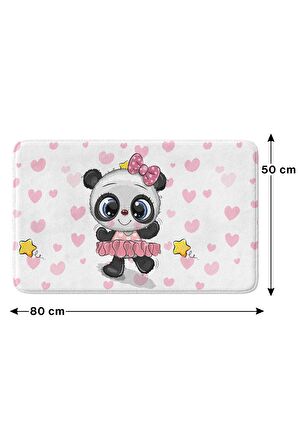 Sevimli Tasarımlı Mikrofiber Banyo Paspası, Kaymaz Taban, Makinede Yıkanabilir (50x80)