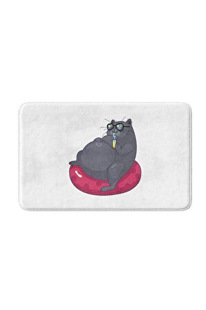 Sevimli Tasarımlı Mikrofiber Banyo Paspası, Kaymaz Taban, Makinede Yıkanabilir (50x80)