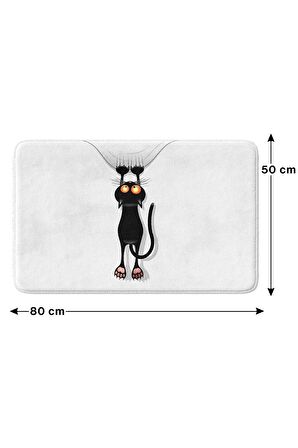 Sevimli Tasarımlı Mikrofiber Banyo Paspası, Kaymaz Taban, Makinede Yıkanabilir (50x80)