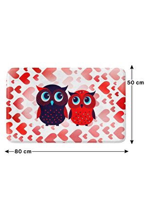 Sevimli Tasarımlı Mikrofiber Banyo Paspası, Kaymaz Taban, Makinede Yıkanabilir (50x80)
