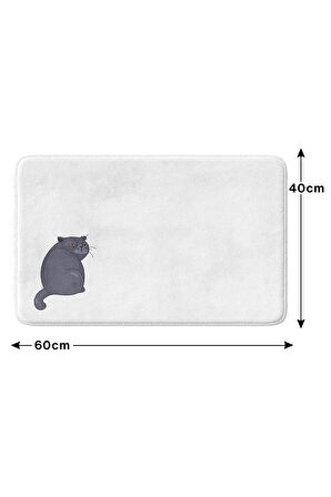 Sevimli Tasarımlı Mikrofiber Banyo Paspası, Kaymaz Taban, Makinede Yıkanabilir (40X60)
