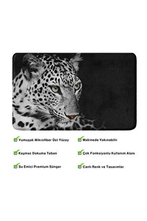 Sevimli Tasarımlı Mikrofiber Banyo Paspası, Kaymaz Taban, Makinede Yıkanabilir (50x80)