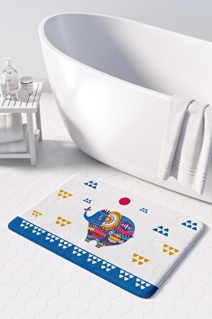 Sevimli Tasarımlı Mikrofiber Banyo Paspası, Kaymaz Taban, Makinede Yıkanabilir (50x80)