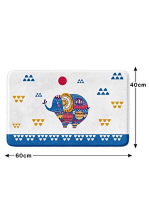 Sevimli Tasarımlı Mikrofiber Banyo Paspası, Kaymaz Taban, Makinede Yıkanabilir (50x80)
