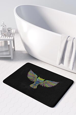 Sevimli Tasarımlı Mikrofiber Banyo Paspası, Kaymaz Taban, Makinede Yıkanabilir (50x80)