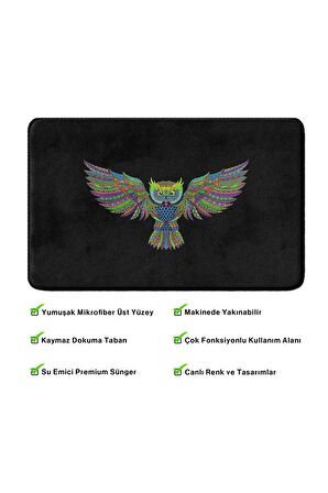 Sevimli Tasarımlı Mikrofiber Banyo Paspası, Kaymaz Taban, Makinede Yıkanabilir (50x80)