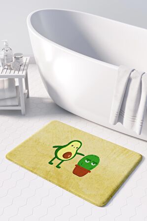 Sevimli Tasarımlı Mikrofiber Banyo Paspası, Kaymaz Taban, Makinede Yıkanabilir (40X60)