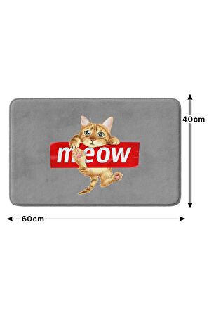 Sevimli Tasarımlı Mikrofiber Banyo Paspası, Kaymaz Taban, Makinede Yıkanabilir (40X60)