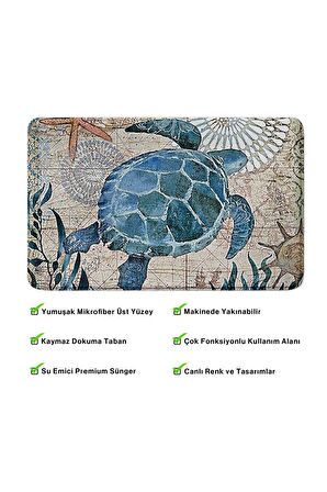 Sevimli Tasarımlı Mikrofiber Banyo Paspası, Kaymaz Taban, Makinede Yıkanabilir (50x80)