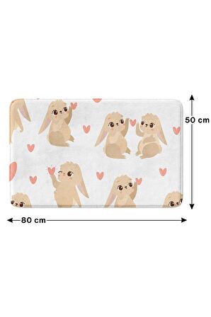 Sevimli Tasarımlı Yılbaşı Dekoru Banyo Paspası, Kaymaz Taban, Makinede Yıkanabilir, Yeni Yıl Paspası 50X80