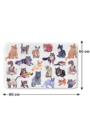 Sevimli Tasarımlı Mikrofiber 2'li Takım Banyo Paspası, Kaymaz Taban, Makinede Yıkanabilir (40x60_50x80)