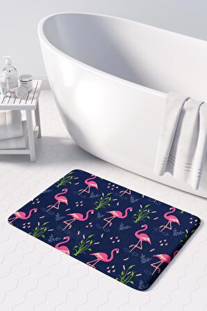 Sevimli Tasarımlı Mikrofiber Banyo Paspası, Kaymaz Taban, Makinede Yıkanabilir (50x80)