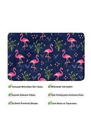 Sevimli Tasarımlı Mikrofiber Banyo Paspası, Kaymaz Taban, Makinede Yıkanabilir (50x80)