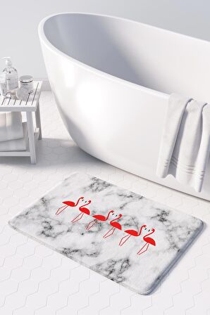Sevimli Tasarımlı Mikrofiber Banyo Paspası, Kaymaz Taban, Makinede Yıkanabilir (50x80)