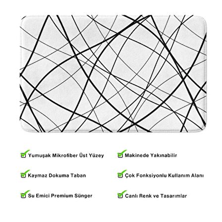 Monnhein  Mikrofiber Banyo Paspası, Kaymaz Taban, Makinede Yıkanabilir, Banyo Halısı (50x80)