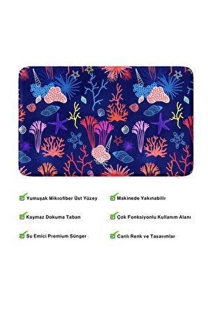 Monnhein 2'li Takım Banyo Paspası, Kaymaz Taban, Makinede Yıkanabilir, Banyo Halısı