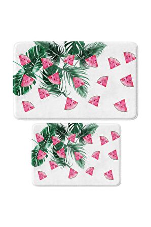 Monnhein 2'li Takım Banyo Paspası, Kaymaz Taban, Makinede Yıkanabilir, Banyo Halısı