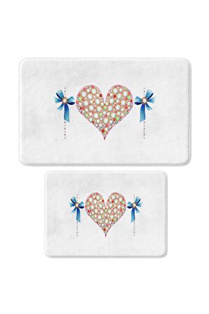 Monnhein 2'li Takım Banyo Paspası, Kaymaz Taban, Makinede Yıkanabilir, Banyo Halısı