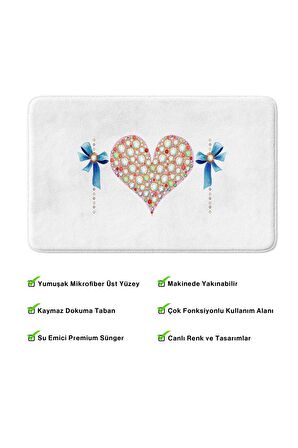 Monnhein 2'li Takım Banyo Paspası, Kaymaz Taban, Makinede Yıkanabilir, Banyo Halısı