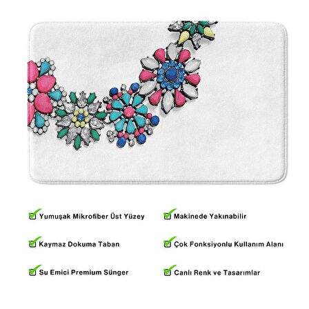 Monnhein  Mikrofiber Banyo Paspası, Kaymaz Taban, Makinede Yıkanabilir, Banyo Halısı (50x80)