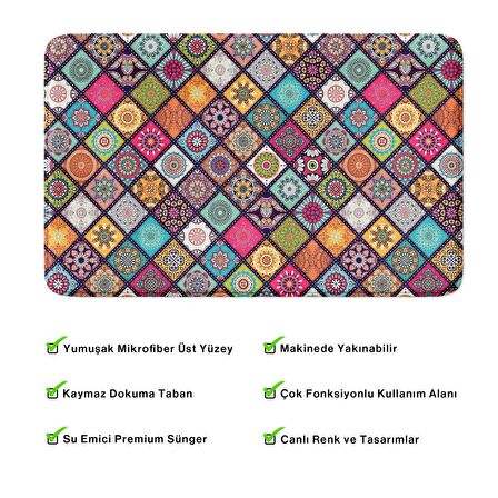 Monnhein  Mikrofiber Banyo Paspası, Kaymaz Taban, Makinede Yıkanabilir, Banyo Halısı (50x80)