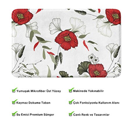 Monnhein  Mikrofiber Banyo Paspası, Kaymaz Taban, Makinede Yıkanabilir, Banyo Halısı (50x80)
