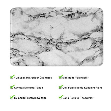 Monnhein  Mikrofiber Banyo Paspası, Kaymaz Taban, Makinede Yıkanabilir, Banyo Halısı (50x80)