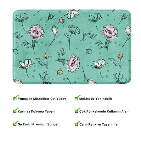 Monnhein  Mikrofiber Banyo Paspası, Kaymaz Taban, Makinede Yıkanabilir, Banyo Halısı (50x80)